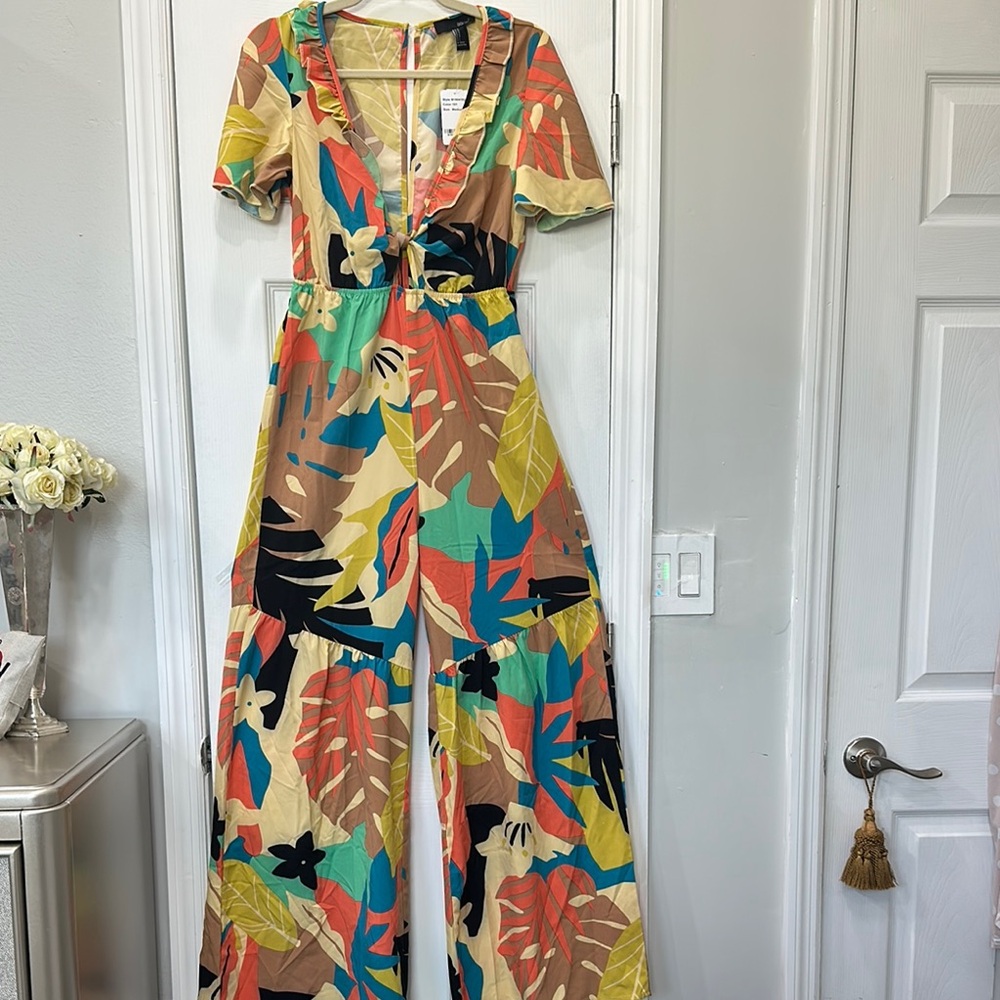 Ganni Vibrant Leaf Print Jumpsuit